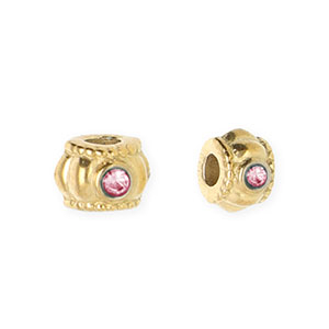Perles en acier Inox spacer avec strass 6 mm Dor&eacute;-rose