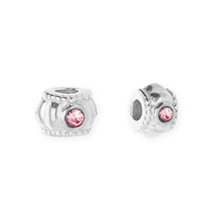 Perles en acier Inox spacer avec strass 6 mm Argent&eacute;-rose