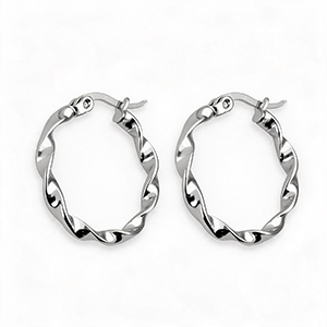 Boucles d'oreilles en acier inox cr&eacute;oles 25mm twist Argent&eacute;