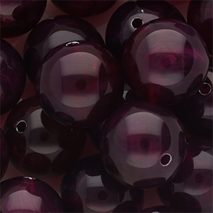 Perles acryliques 18 mm rond Violet aubergine-blanc marbr&eacute;