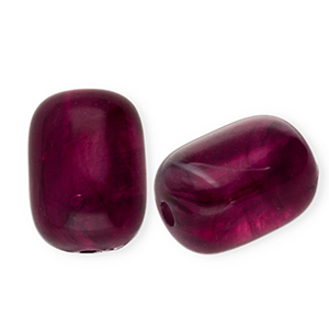 Perles acryliques tube Violet aubergine-blanc marbr&eacute;