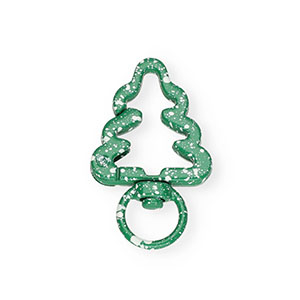 Appr&ecirc;ts anneau porte-cl&eacute;s mousqueton sapin de no&euml;l Vert-blanc