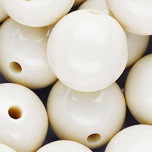 DQ Perles acryliques 20 mm brillant Blanc cass&eacute;