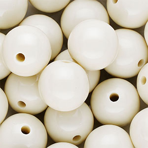 DQ Perles acryliques 16 mm brillant Blanc cass&eacute;
