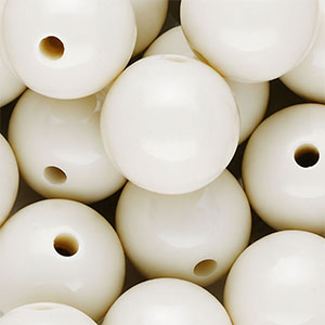 DQ Perles acryliques 18 mm brillant Blanc cass&eacute;