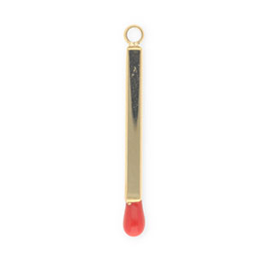 Breloques en acier Inox allumette Dor&eacute;-rouge
