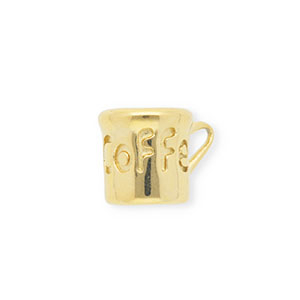 Breloques en acier Inox tasse &agrave; caf&eacute; Dor&eacute;