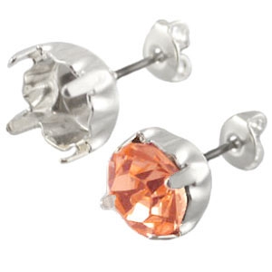 Boucles d'oreilles puces DQ pour chaton Swarovski SS39 Argent&eacute;