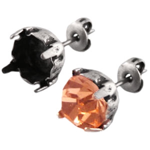 Boucles d'oreilles puces DQ pour chaton Swarovski SS29 Argent antique