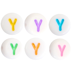 Perles acryliques alphabet lettre Y multicolore-blanc