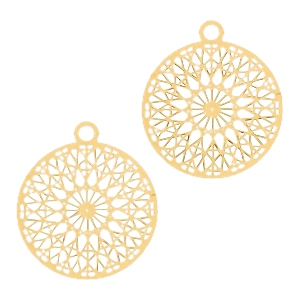 Pendentifs boh&egrave;mes rond avec anneau 13mm dor&eacute;