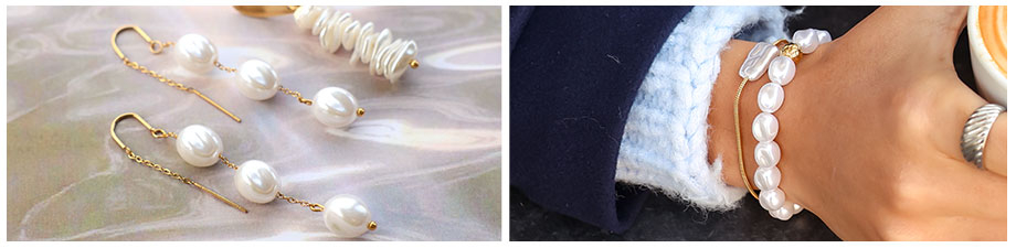 Imitation de perles d'eau douce de diff&eacute;rentes formes