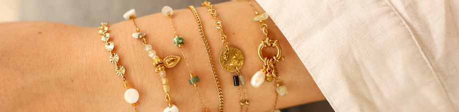 Appr&ecirc;ts en acier inoxydable jaseron avec pierres