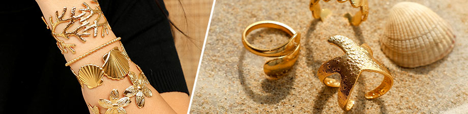 Bracelet et bague tendance en acier inoxydable