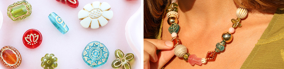 Nouvelle s&eacute;rie de perles acryliques avec d&eacute;tails dor&eacute;s